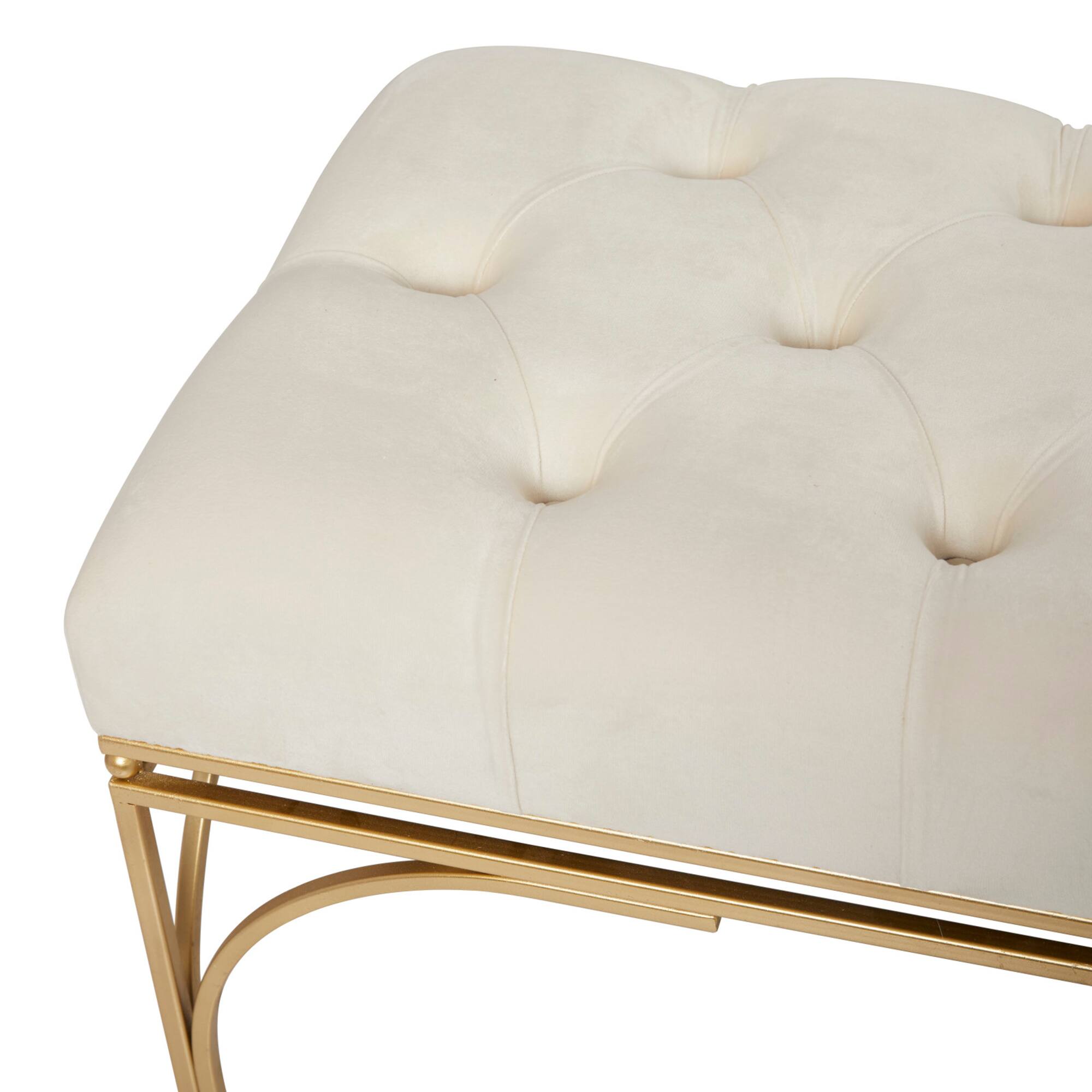 White Metal Glam Bench, 18" x 39" x 16"